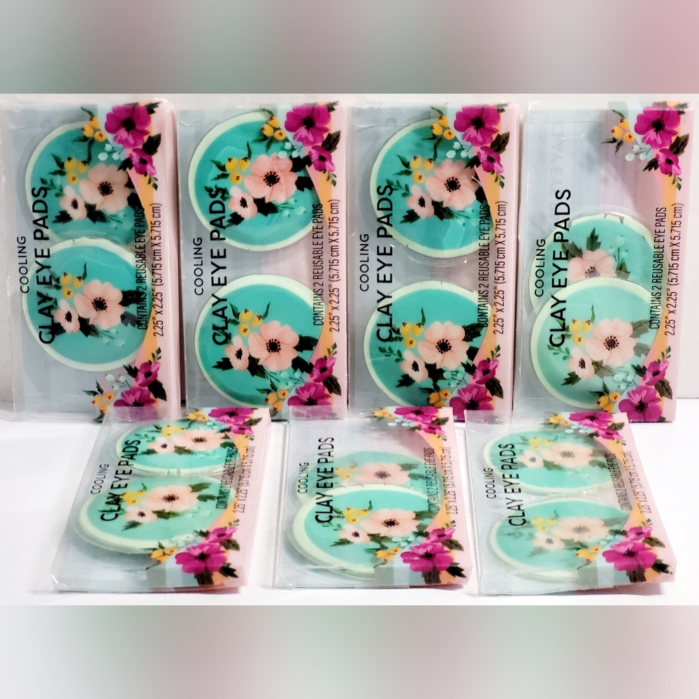 (7)Brand New U Style Cooling Clay Eye Pads (2) Reuseable Eye Pads Floral Design.